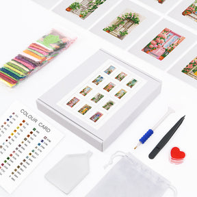 Willkommen Zwei 12er SET Diamond Painting kit with tools, color card, and mini artworks. Perfect mini art for creative projects.