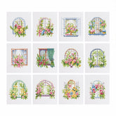 FloraleFenster 12er SET Diamond Painting - Mini Kunst floral window designs in a set of 12