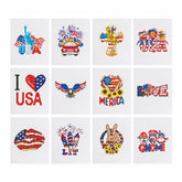 USA Edition 12er SET - Diamond Painting featuring patriotic mini artworks including American flag, eagle, and iconic symbols.