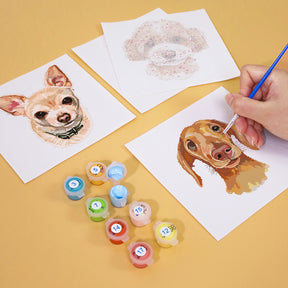 Painting dog portraits with mini kunst kit from Hunde Edition Zwei 6er SET - Malen nach Zahlen