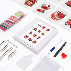 Love Edition 12er SET - Diamond Painting Kit featuring colorful mini art designs and crafting tools. Ideal for DIY enthusiasts.