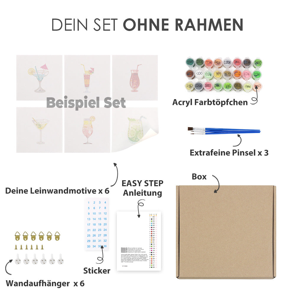 Bunte Blumenvielfalt One 6er SET - Malen nach Zahlen